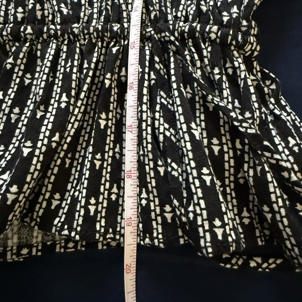 Treasure & Bond Women's Blouse Size M Black ‎ Adjustable Waist Long Sleeve